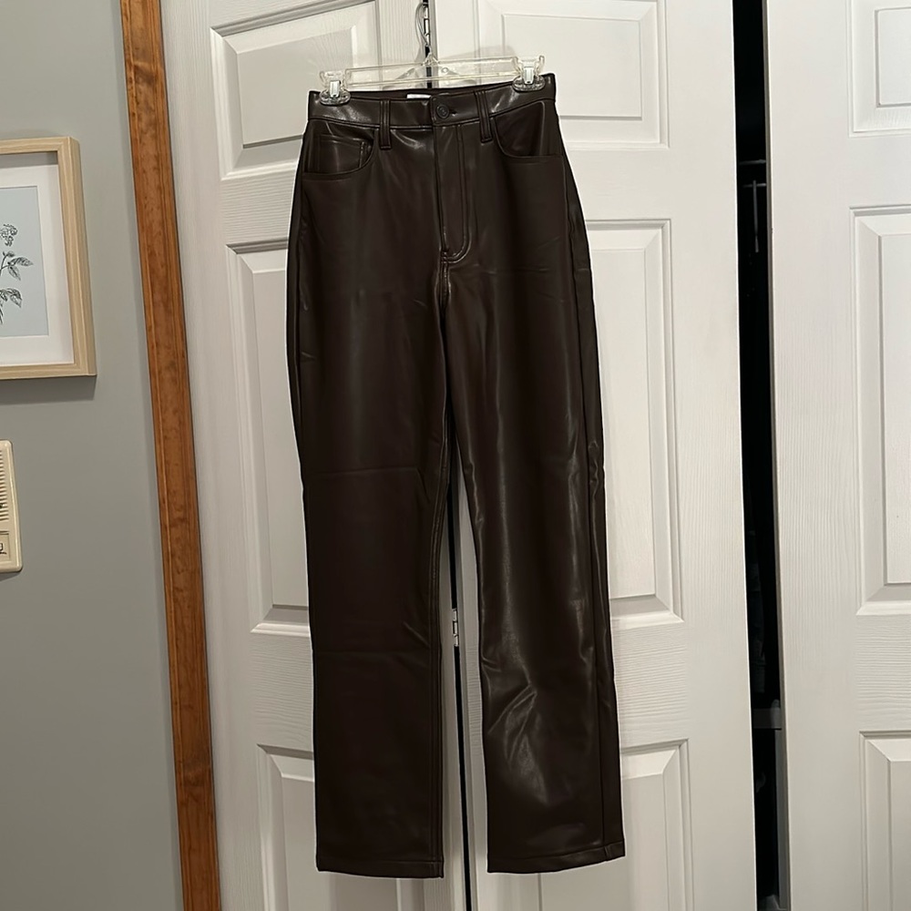 Abercrombie & Fitch Vegan Leather Straight Pants